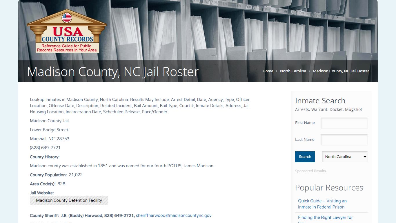 Madison County, NC Jail Roster | Name Search