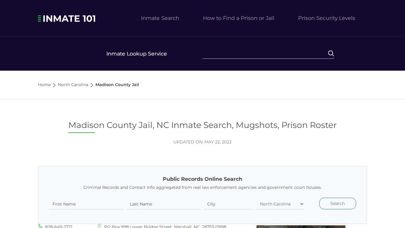 Madison County Jail, NC Inmate Search, Mugshots, Prison ...